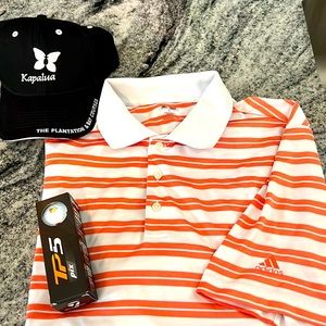 Mens Adidas golf polo Sz M (hat/balls mine:):)